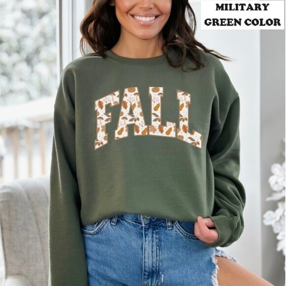 Fall Leaves Sweatshirt Fall Autumn Sweatshirt Thanksgiving Pumpkin Season 99 - Picture 1 of 5